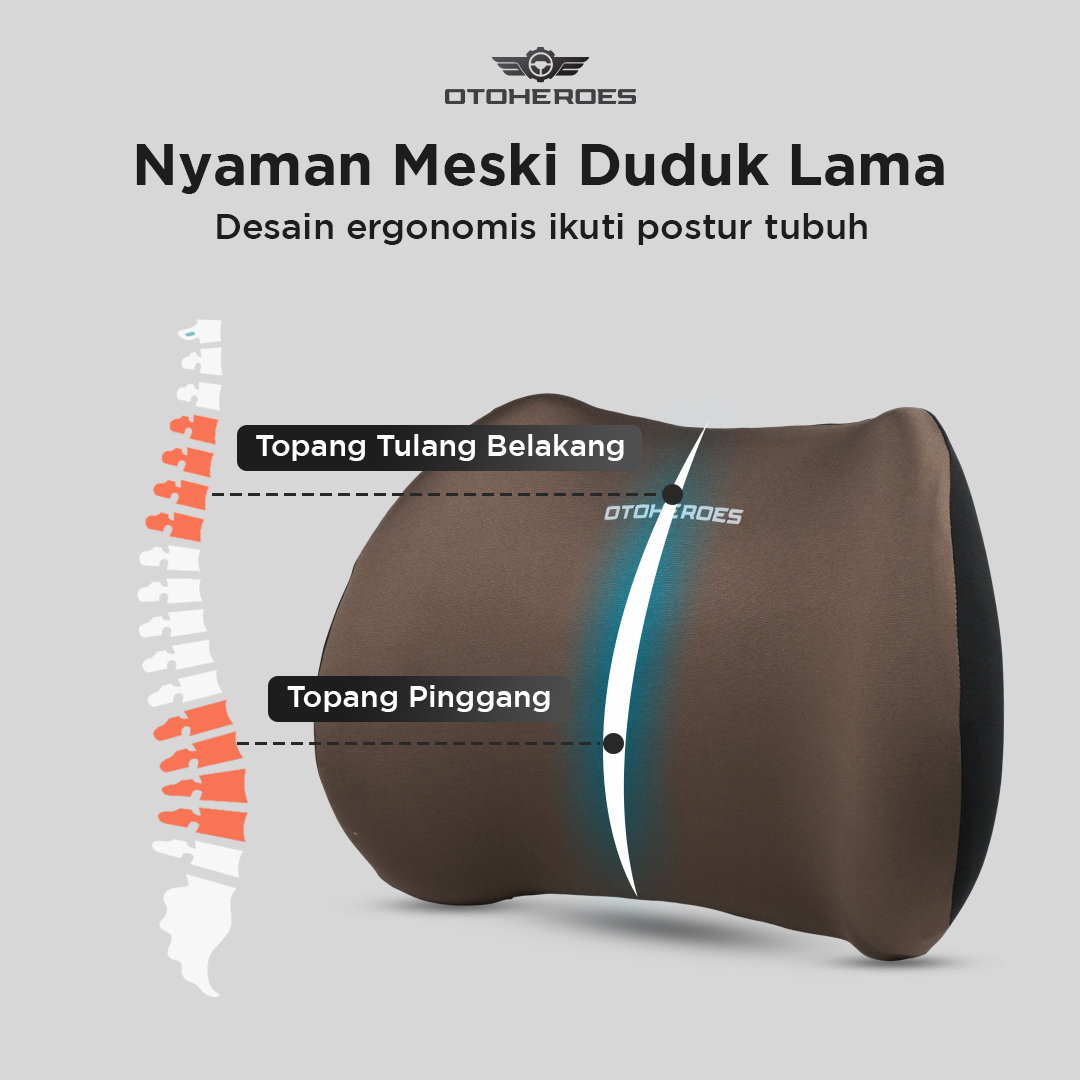 OTOHEROES Bantal Punggung Jok Mobil Memory Foam Lumbar Support - AW-40 Gambar produk OTOHEROES Bantal Punggung Jok Mobil Memory Foam Lumbar Support - AW-40