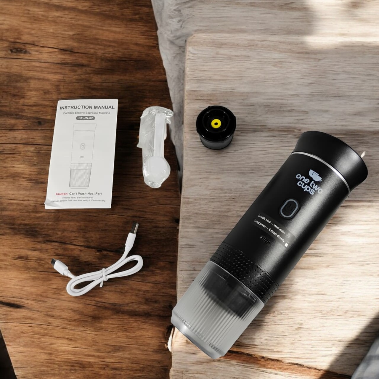 Gambar produk One Two Cups Portable Coffee Maker 3in1 Capsule Wireless 60ml 7500mAh - KF-JN-02