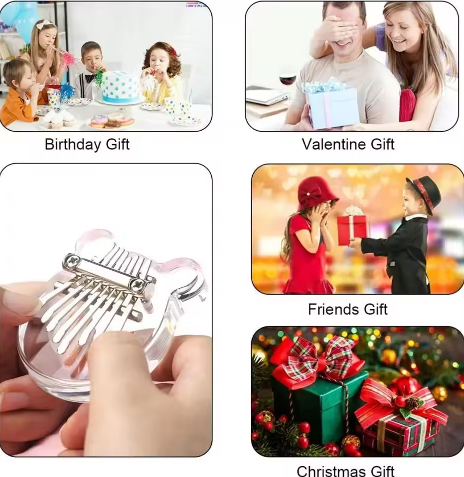 Gambar produk LUMINA Kalimba Mini Thumb Piano Musical Toys 8 Note Sound Acrylic Bear - LM-4588
