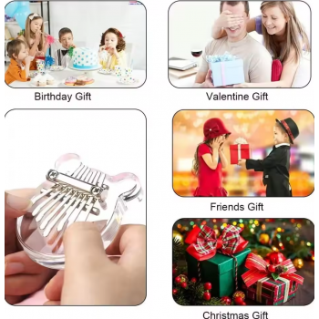 Gambar produk LUMINA Kalimba Mini Thumb Piano Musical Toys 8 Note Sound Acrylic Bear - LM-4588