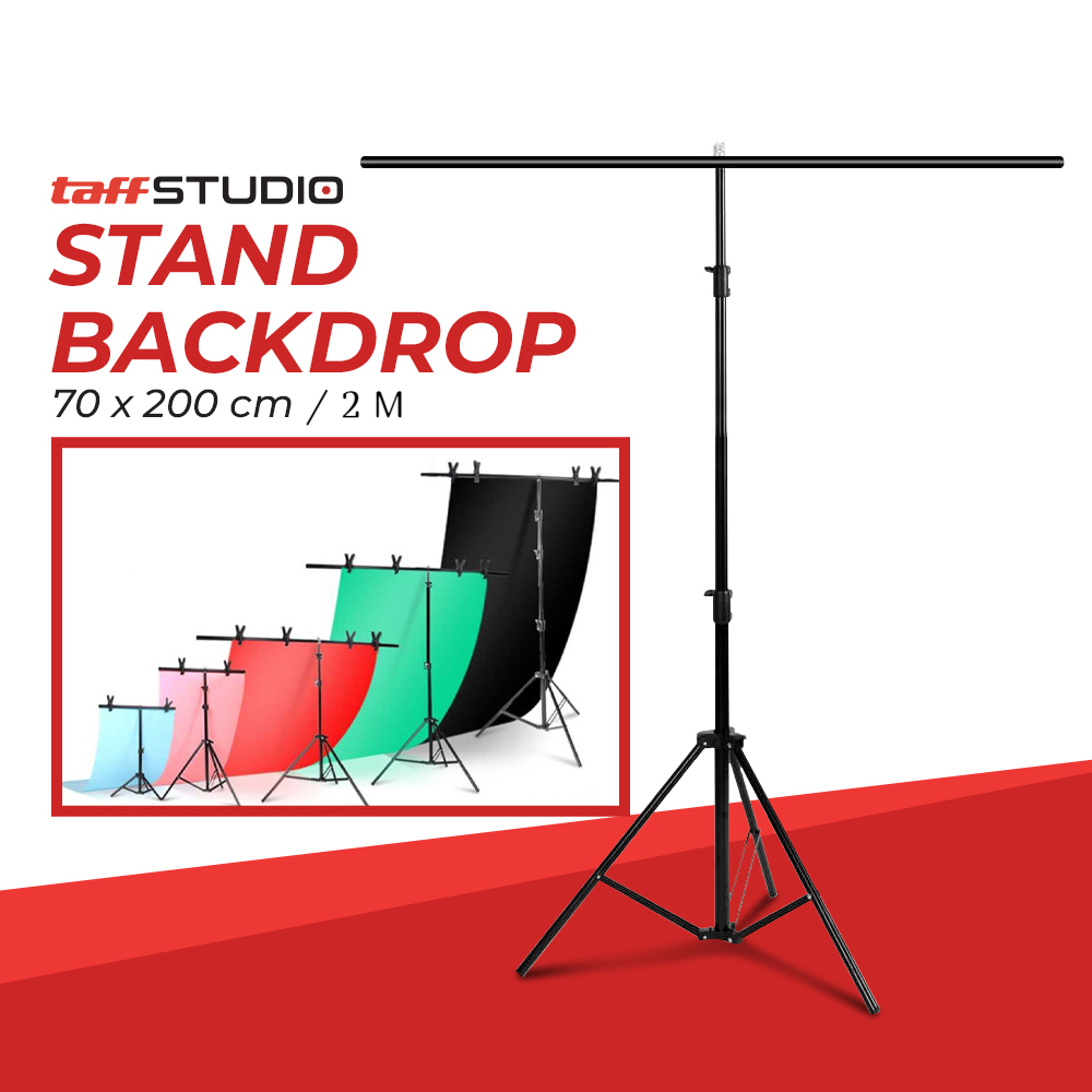 TaffSTUDIO Bracket Stand Backdrop Foto Studio T-Shape with 2 Clip 70x200cm - M138 Gambar produk TaffSTUDIO Bracket Stand Backdrop Foto Studio T-Shape with 2 Clip 70x200cm - M138