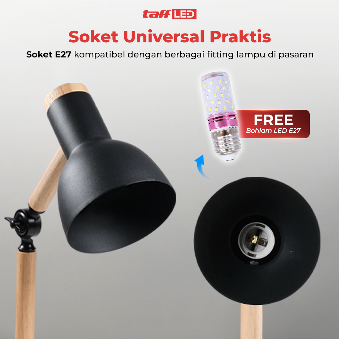 Gambar produk TaffLED Lampu Meja Belajar LED Model Nordic Wooden Art 12W 3in1 Color - PK407