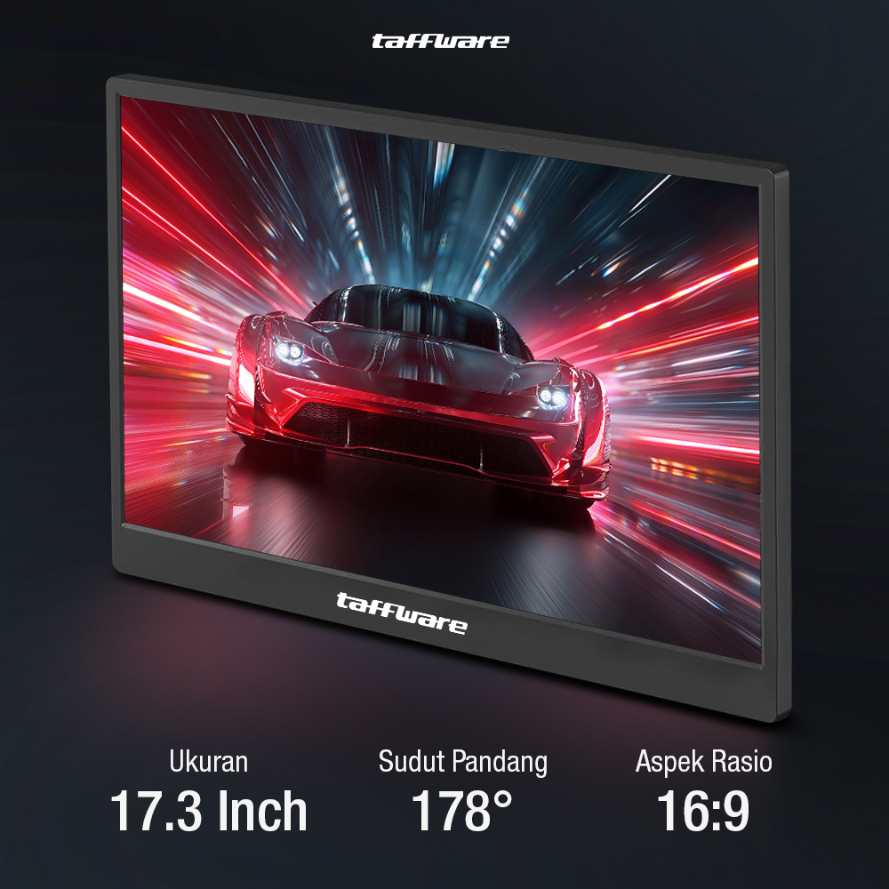 Gambar produk Taffware Portable Monitor 17.3 Inch IPS FHD 60Hz Type C Mini HDMI - 1730XTS