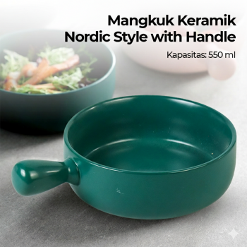 Glazed Mangkuk Keramik Bowl Nordic Style with Handle - PJ535