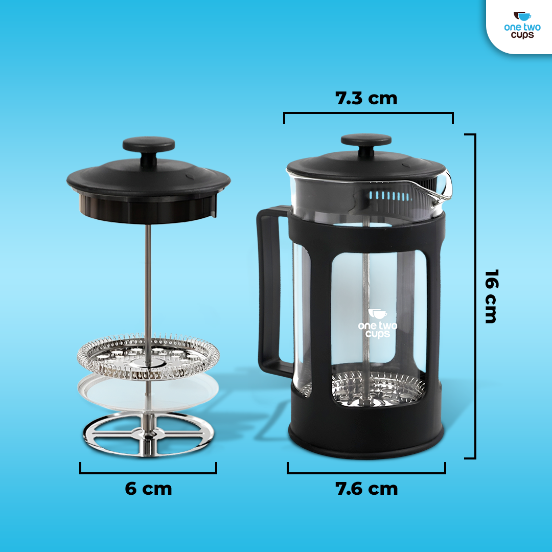 One Two Cups French Press Coffee Maker Pot Plunger Glass 350ml - FN40 Gambar produk One Two Cups French Press Coffee Maker Pot Plunger Glass 350ml - FN40
