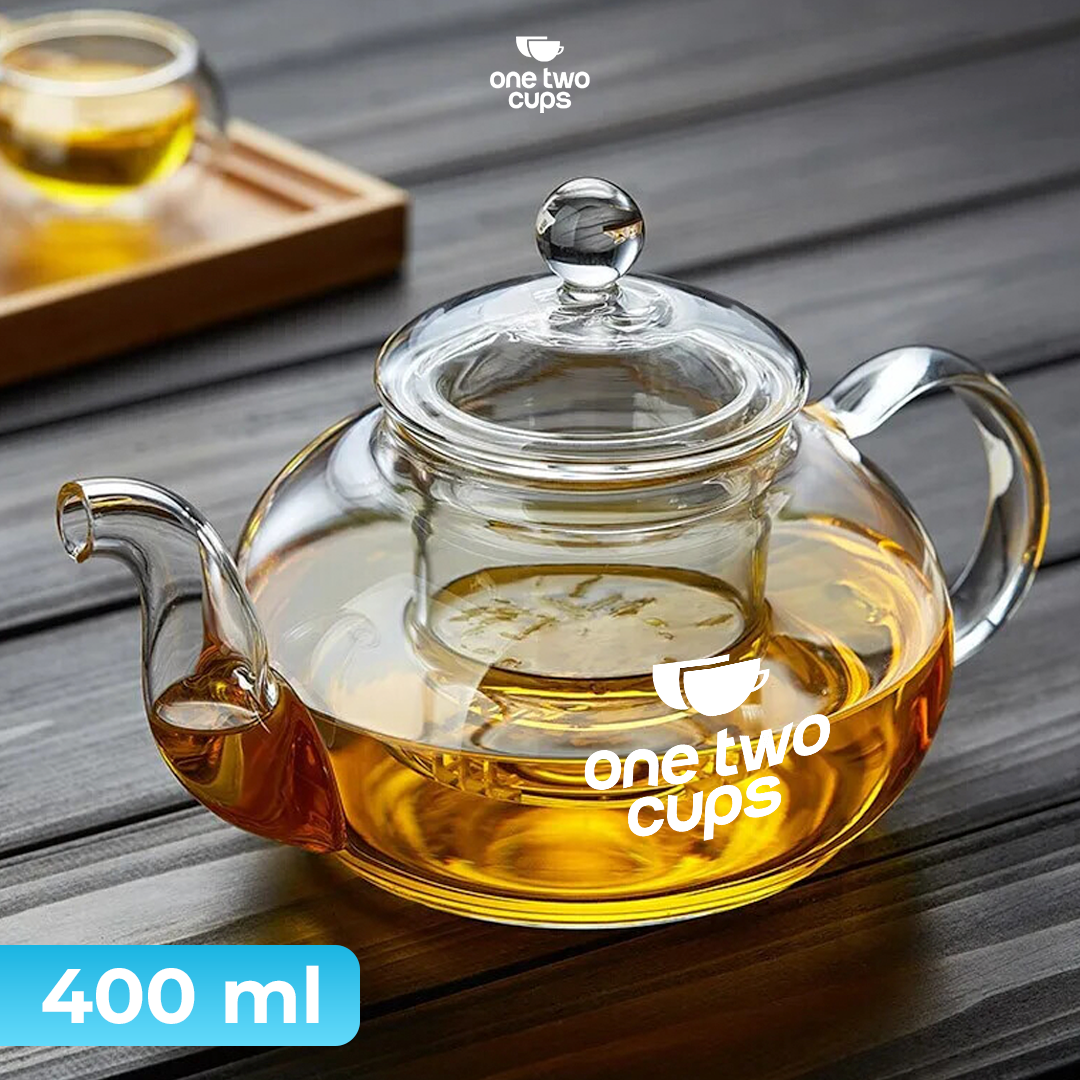 One Two Cups Teko Teh Borosilikat Saringan Tahan Panas Teapot 400ml - 8CV101 Gambar produk One Two Cups Teko Teh Borosilikat Saringan Tahan Panas Teapot 400ml - 8CV101