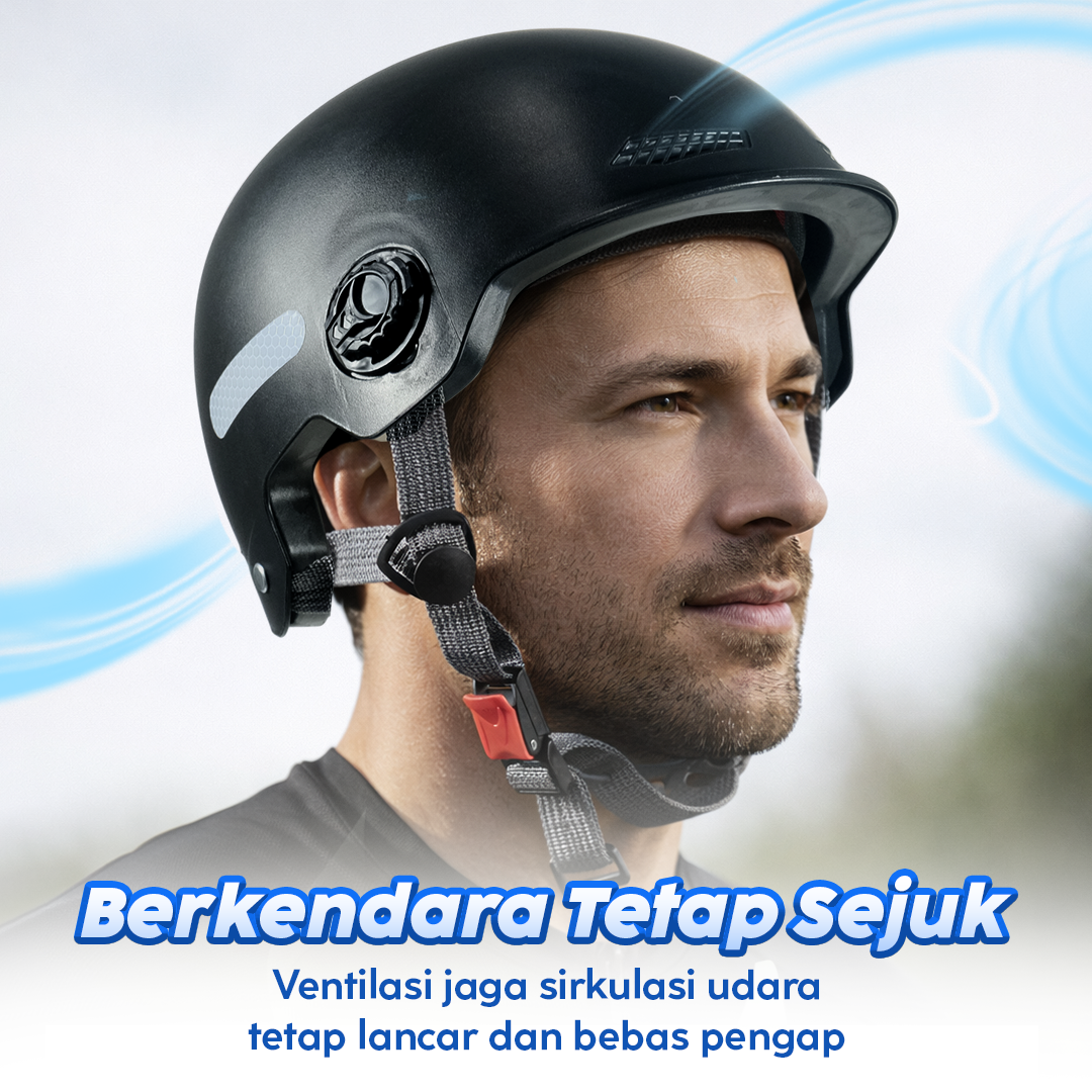 Gambar produk SPORT BIBU Helm Sepeda Skuter Motor Retro Vintage Half Face With Visor - U20
