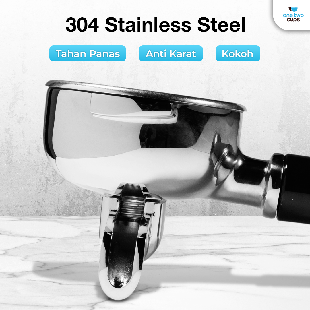 Gambar produk One Two Cups Portafilter Single Spout Stainless Steel 58mm Plastik - AL304