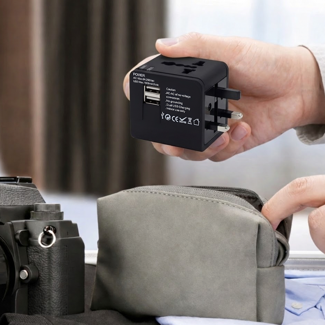 Taffware Travel Adaptor Universal EU UK US/AU with 2 Port USB A 2.1A - JY-148 Gambar produk Taffware Travel Adaptor Universal EU UK US/AU with 2 Port USB A 2.1A - JY-148