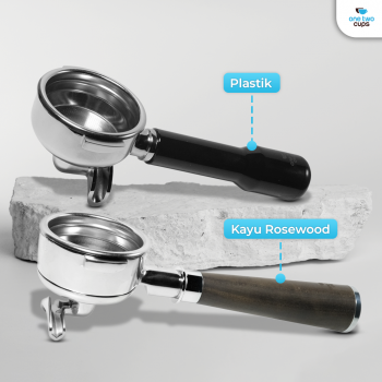 Gambar produk One Two Cups Portafilter Double Spout Stainless Steel 58mm Plastik - AL304