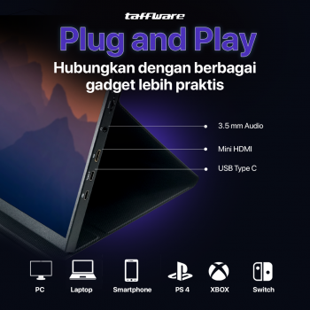 Gambar produk Taffware Portable Monitor 18 Inch IPS FHD 120Hz Type C Mini HDMI - PP120HZ