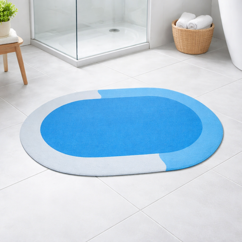 DIATOM Keset Kamar Mandi Anti Slip Absorbent Oval 59x40cm - D46 Gambar produk DIATOM Keset Kamar Mandi Anti Slip Absorbent Oval 59x40cm - D46