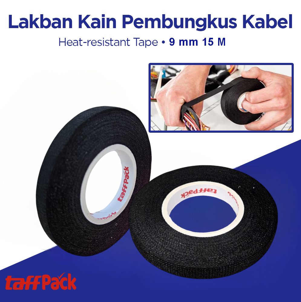 TaffPACK Lakban Kain Adhesive Cloth Tape Heat Resistant 15M 9mm - TF11 Gambar produk TaffPACK Lakban Kain Adhesive Cloth Tape Heat Resistant 15M 9mm - TF11