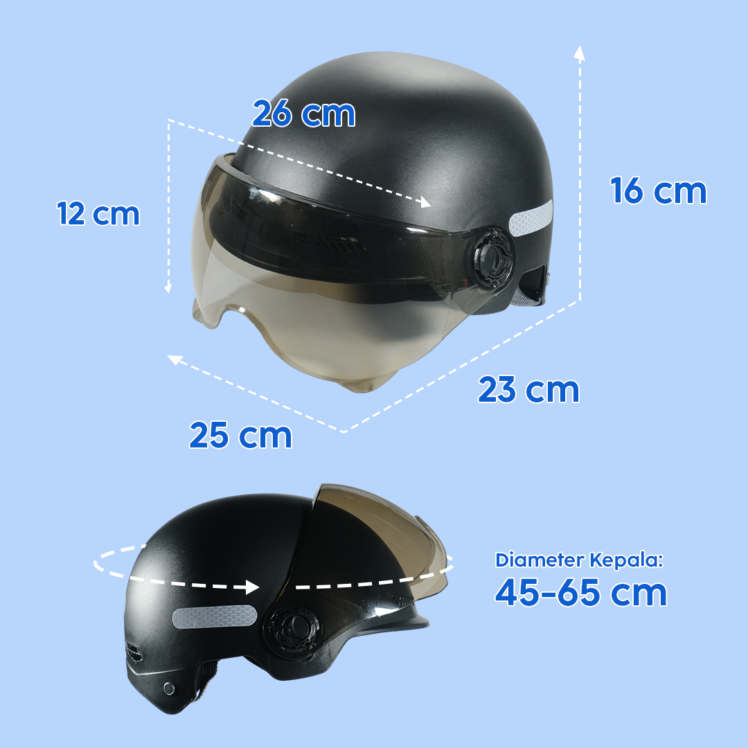 Gambar produk SPORT BIBU Helm Sepeda Skuter Motor Retro Vintage Half Face With Visor - U20