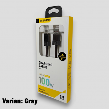 Gambar produk ESSAGER Kabel Data USB Type C Fast Charging LED Display 7A 100W 2M - ES-X76
