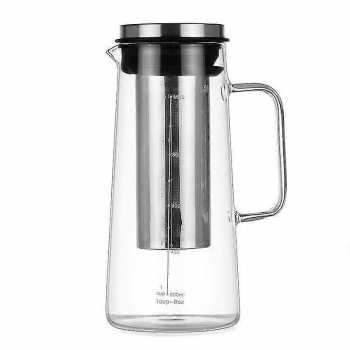 Gambar produk MagiDeal Teko Kaca Kopi Teh Water Pitcher Jug Stainless Steel Filter 1000ml - MD-10