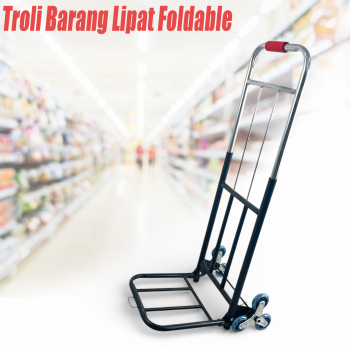 HAOTOOLS Troli Barang Lipat Foldable Trolley Cart Telescopic 3 Wheels - HT-25 - Black