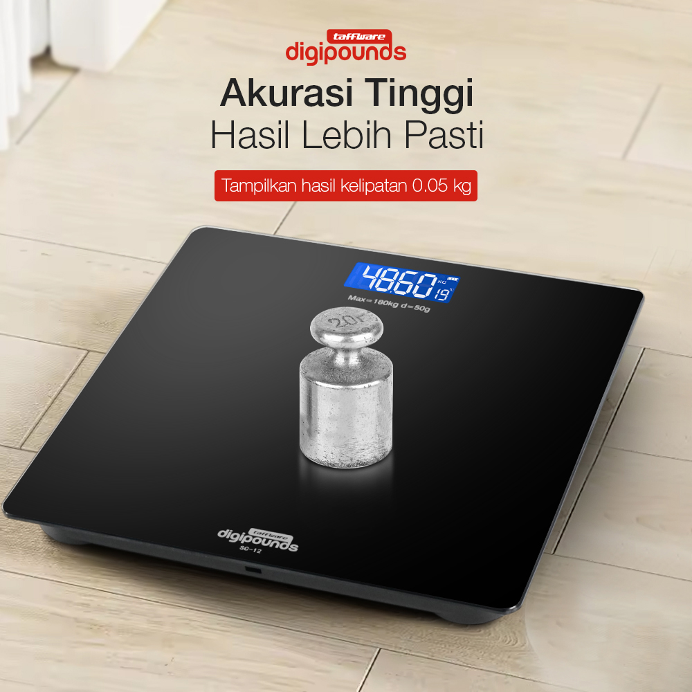 Taffware Digipounds Timbangan Badan Digital Scale Battery 180kg - SC-12 Gambar produk Taffware Digipounds Timbangan Badan Digital Scale Battery 180kg - SC-12