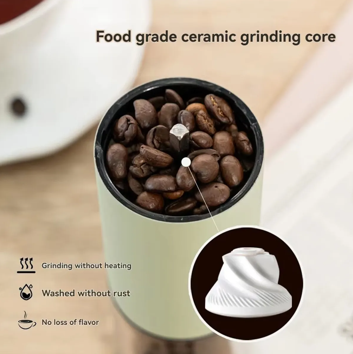 One Two Cups Alat Penggiling Kopi Manual Coffee Grinder Ceramic Core - 4011 Gambar produk One Two Cups Alat Penggiling Kopi Manual Coffee Grinder Ceramic Core - 4011 - 3
