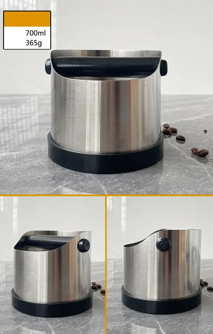 YIYUEQIAN Wadah Ampas Kopi Espresso Knock Box Container Stainless Flat Mouth 700ml - Y-100 Gambar produk YIYUEQIAN Wadah Ampas Kopi Espresso Knock Box Container Stainless Flat Mouth 700ml - Y-100