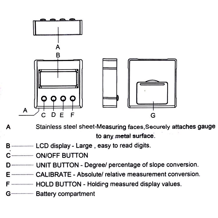 JIGONG Angle Finder Digital Protractor Inclinometer Level Magnet Base - RT02 Gambar produk JIGONG Angle Finder Digital Protractor Inclinometer Level Magnet Base - RT02