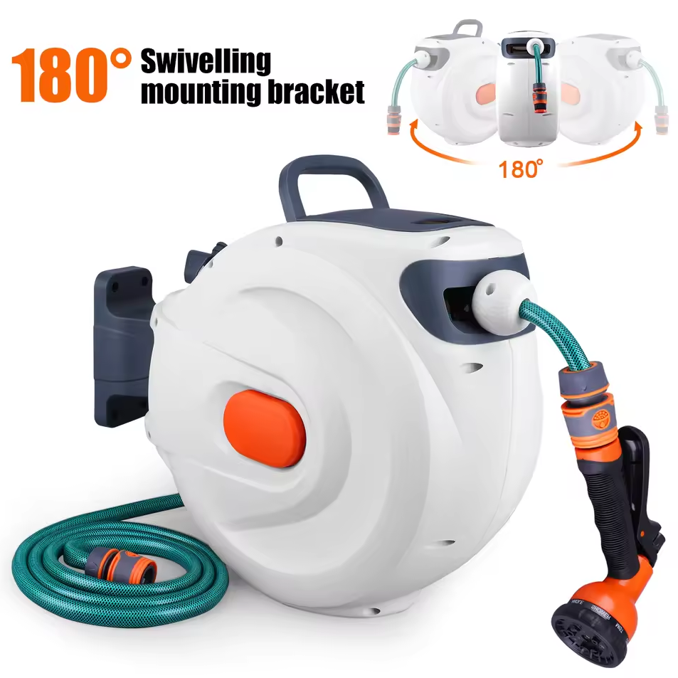 WIKOGER Tempat Gulungan Selang Otomatis Retractable Water Hose Reel - WK-10 Gambar produk WIKOGER Tempat Gulungan Selang Otomatis Retractable Water Hose Reel - WK-10