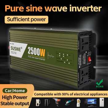 SUSWE Power Inverter Mobil Pure Sine Wave DC 24 to AC 220V 2500W - NBQ1100