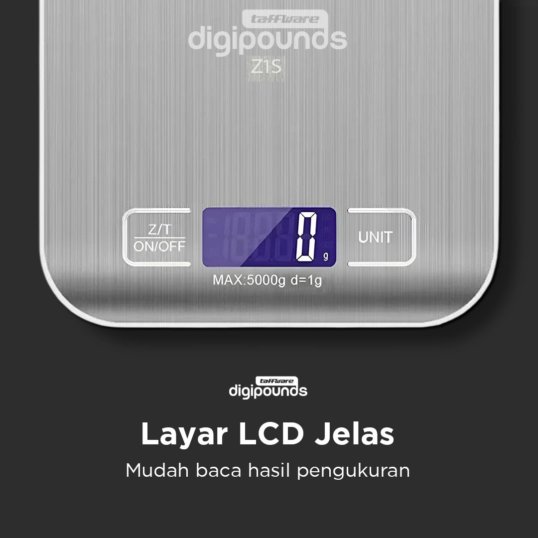 Taffware Digipounds Timbangan Dapur Mini Digital Scale 5kg 1g - Z1S Gambar produk Taffware Digipounds Timbangan Dapur Mini Digital Scale 5kg 1g - Z1S