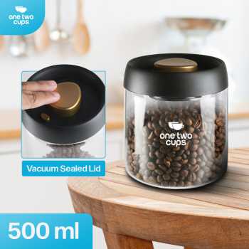 One Two Cups Toples Kaca Penyimpanan Biji Kopi Vacuum Sealed Lid - SE41