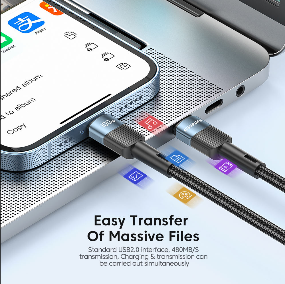Gambar produk ESSAGER Kabel Data Star USB Type C to C Multifungsi Fast Charging 60W 1M - EXCTT2