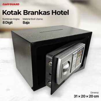 TaffGUARD Kotak Brankas Hotel Safety Box Password 8 Digit 31x20x20cm dengan Lubang Koin - EB50 - Black