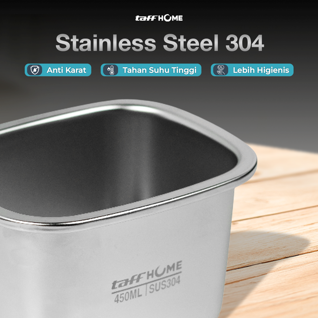 TaffHOME Kotak Makan Lunch Box Multifunction Stainless Steel 304 450ml - AC-21 Gambar produk TaffHOME Kotak Makan Lunch Box Multifunction Stainless Steel 304 450ml - AC-21