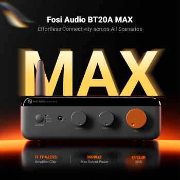 Fosi Audio Power Amplifier HiFi Bluetooth Stereo PFFB Feedback - BT20A MAX