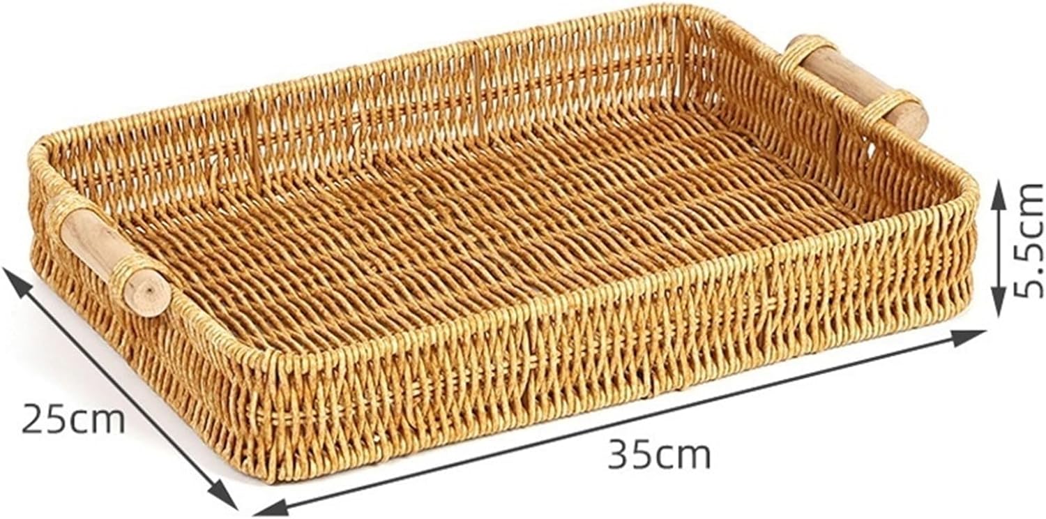 Slyz Tatakan Nampan Rotan Fruit Tray Basket with Handle 35x25x5.5cm - Slyz200 Gambar produk Slyz Tatakan Nampan Rotan Fruit Tray Basket with Handle 35x25x5.5cm - Slyz200