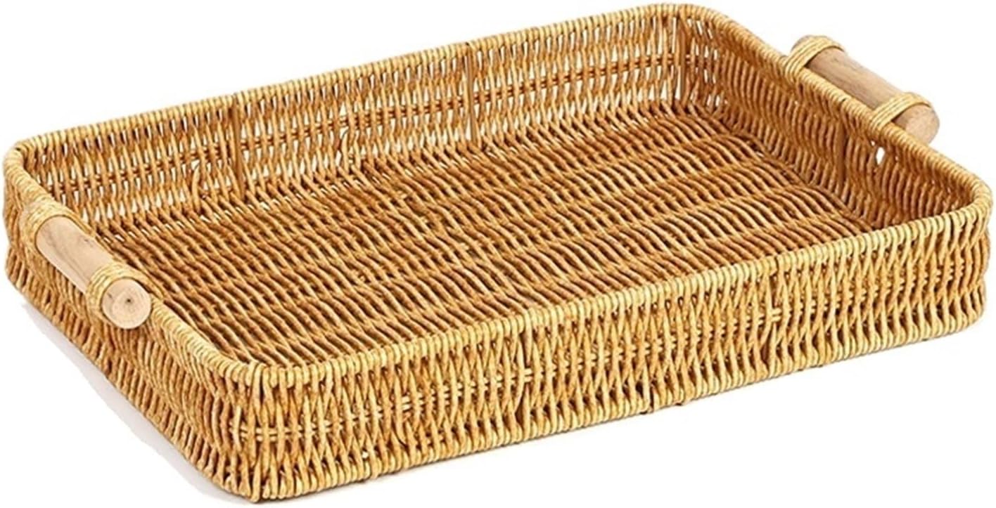 Slyz Tatakan Nampan Rotan Fruit Tray Basket with Handle 35x25x5.5cm - Slyz200 Gambar produk Slyz Tatakan Nampan Rotan Fruit Tray Basket with Handle 35x25x5.5cm - Slyz200