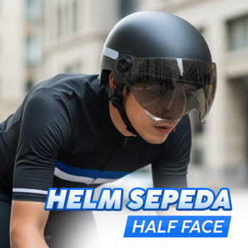 Gambar produk SPORT BIBU Helm Sepeda Skuter Motor Retro Vintage Half Face With Visor - U20