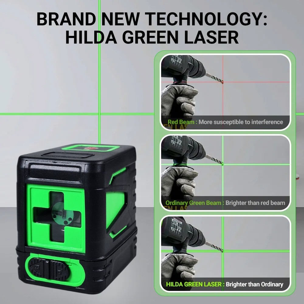 HILDA Laser Level Self Leveling 2 Line 520nm Waterproof - KSWLS236 Gambar produk HILDA Laser Level Self Leveling 2 Line 520nm Waterproof - KSWLS236
