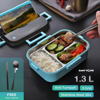 Gambar produk UPORS Kotak Makan Anti Tumpah Stainless Steel Lunch Box 3 Grid 1.3L - UP3