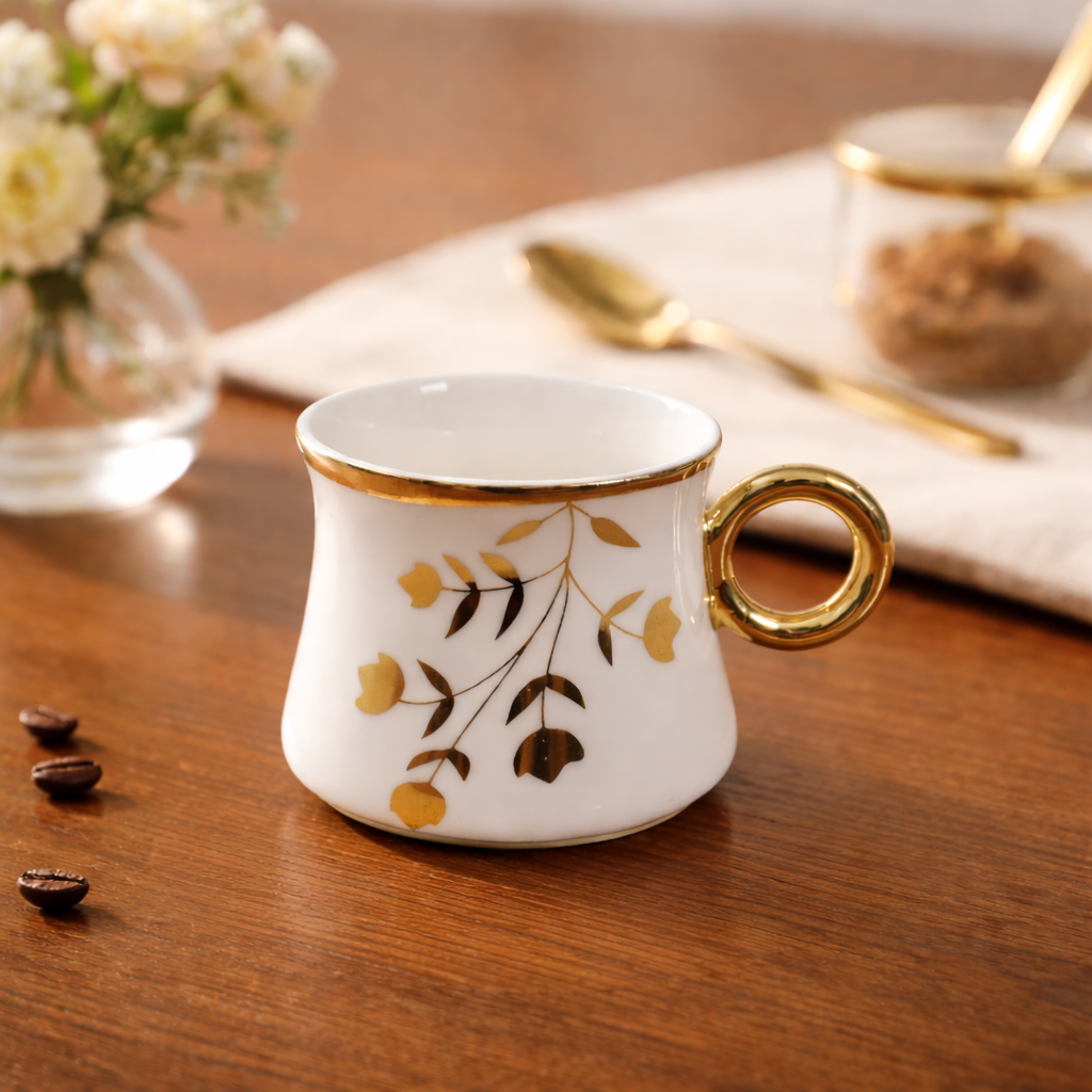 ONLYJIA Set Cangkir Kopi Keramik 6in1 Plated Pattern Coffee Cup 180ml Lily - DW335 Gambar produk ONLYJIA Set Cangkir Kopi Keramik 6in1 Plated Pattern Coffee Cup 180ml Lily - DW335