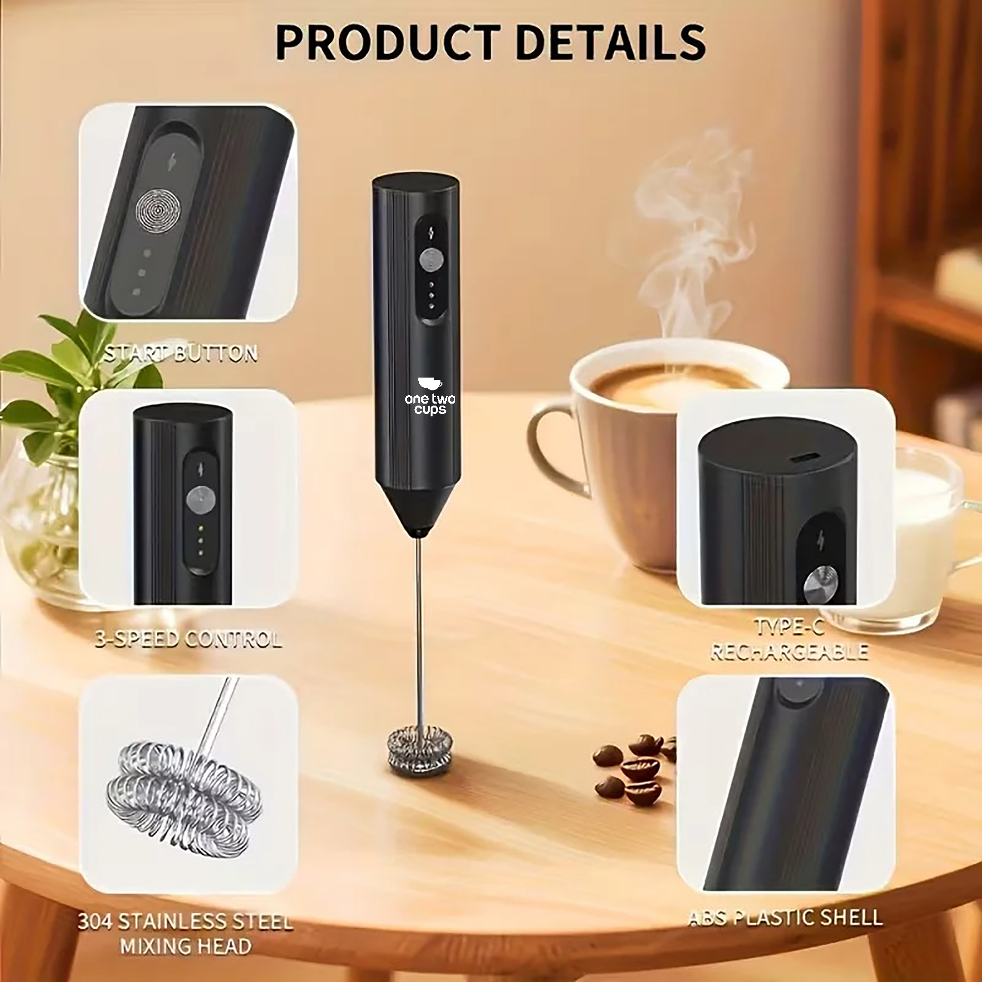 One Two Cups Hand Mixer Mini Pengocok Milk Frother USB Charge 300mAh - EF-A Gambar produk One Two Cups Hand Mixer Mini Pengocok Milk Frother USB Charge 300mAh - EF-A