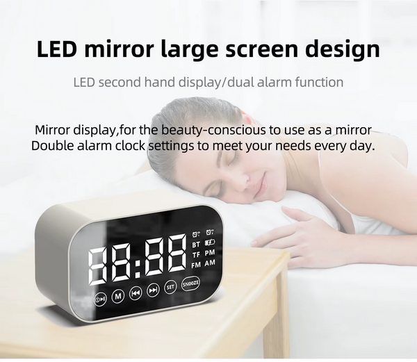 ZIKY Wireless Bluetooth Speaker Alarm Clock Mini TF/FM Radio 500mAh - G60 Gambar produk ZIKY Wireless Bluetooth Speaker Alarm Clock Mini TF/FM Radio 500mAh - G60