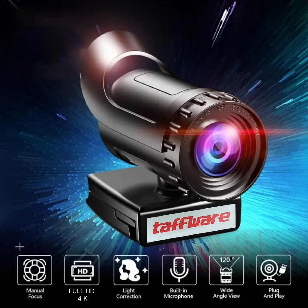 Taffware Webcam Desktop PC Laptop Rotatable 4K with Microphone - EL380 Gambar produk Taffware Webcam Desktop PC Laptop Rotatable 4K with Microphone - EL380