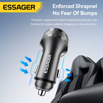 Gambar produk ESSAGER Digital Display Car Charger 2 USB Type C PD45W 12V-24V 108W - ECC2CA-JS01-P