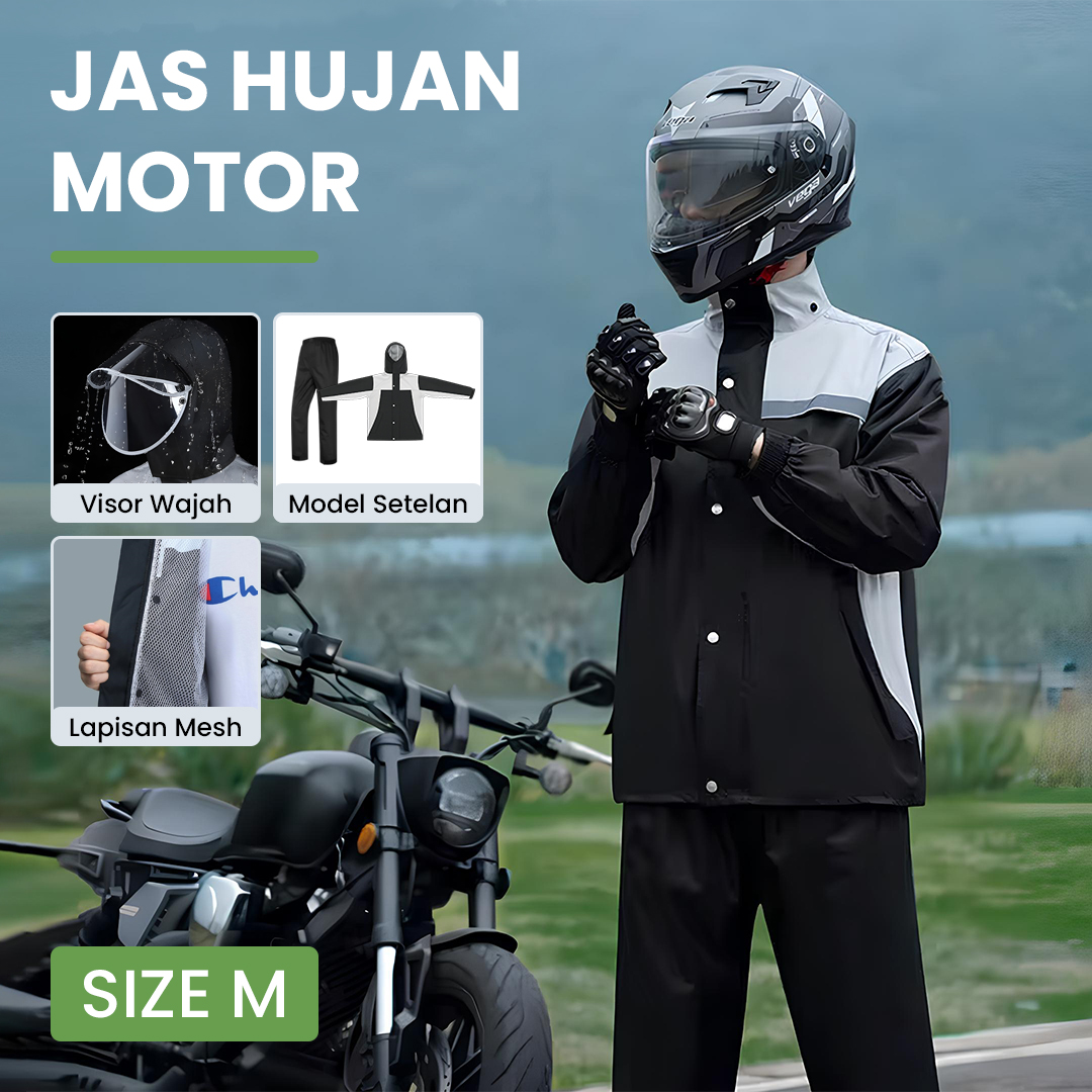 Keyru Jas Hujan Setelan Motor Polyester Pongee Waterproof Raincoat M - ZY-8118 Gambar produk Keyru Jas Hujan Setelan Motor Polyester Pongee Waterproof Raincoat M - ZY-8118