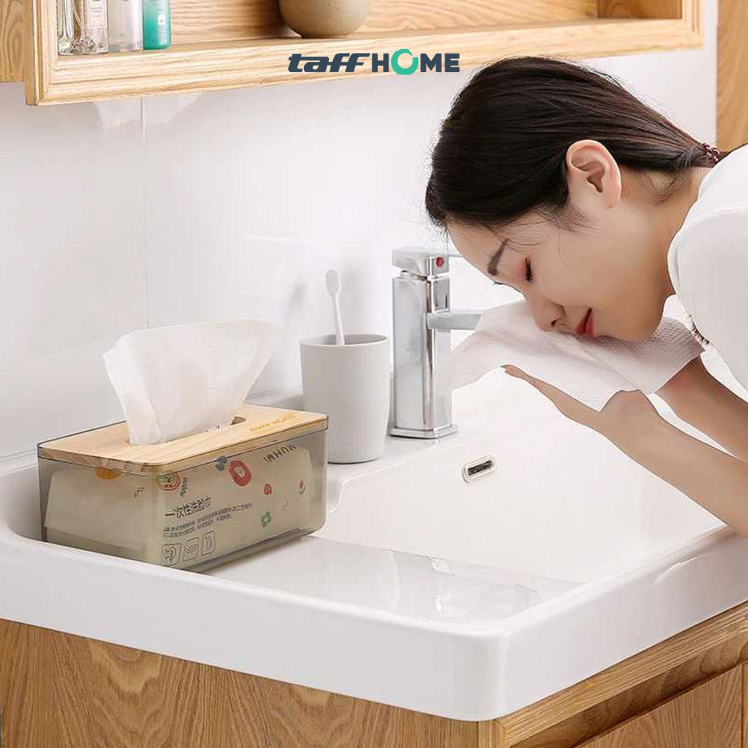 Gambar produk TaffHOME Kotak Tisu Kayu Nordic Minimalist Tissue Box Large - ZJ011