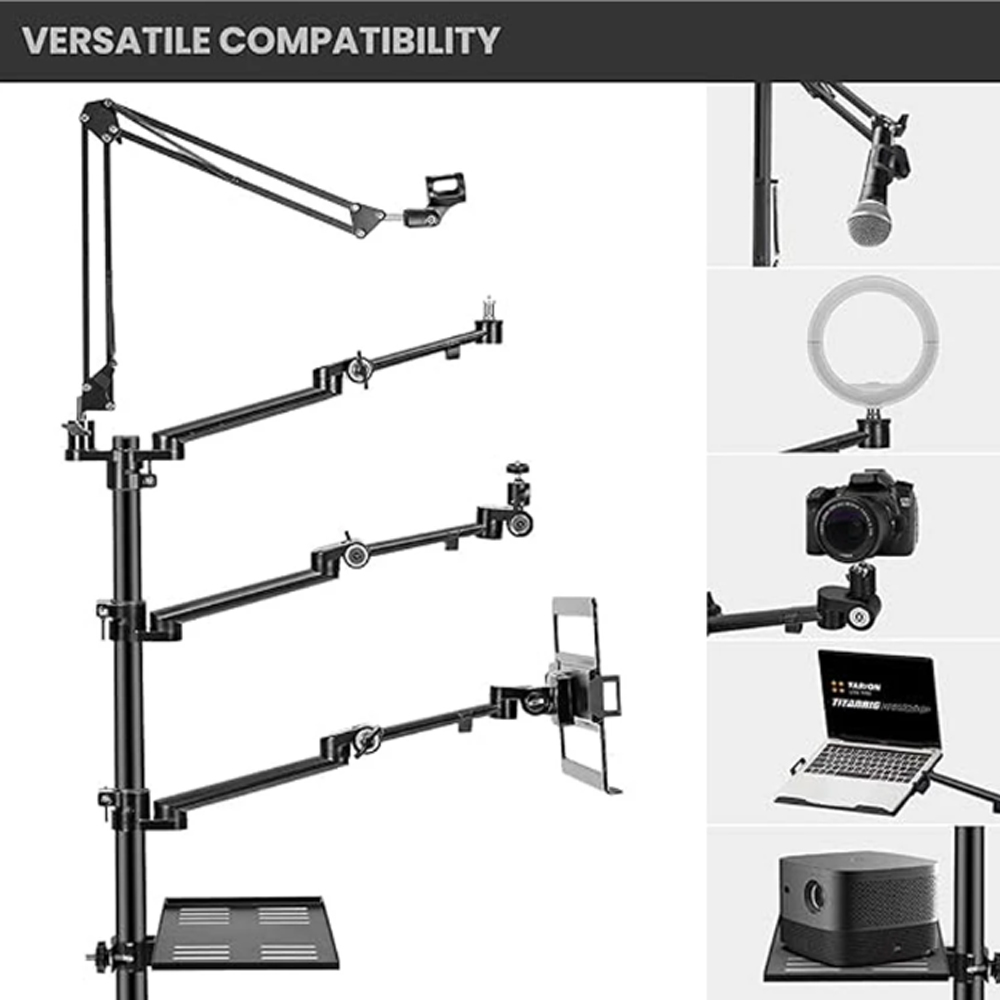 TaffSTUDIO Bracket Desk Mount Multi Arm 4in1 Camera Mic Monitor Holder - KMD-Z1 Gambar produk TaffSTUDIO Bracket Desk Mount Multi Arm 4in1 Camera Mic Monitor Holder - KMD-Z1