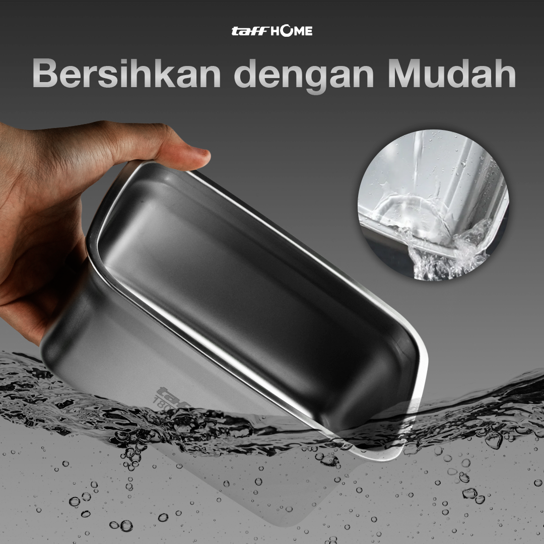 TaffHOME Kotak Makan Anti Tumpah Lunch Bento Box Stainless Steel 201 1800ml - KT273 Gambar produk TaffHOME Kotak Makan Anti Tumpah Lunch Bento Box Stainless Steel 201 1800ml - KT273