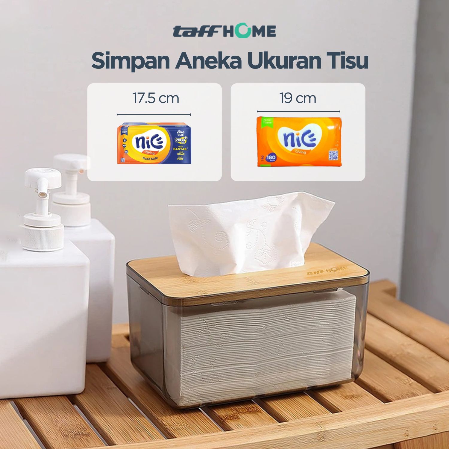Gambar produk TaffHOME Kotak Tisu Kayu Nordic Minimalist Tissue Box Large - ZJ011