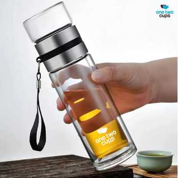One Two Cups Botol Minum Kaca Borosilikat dengan Saringan 300ml - VN301