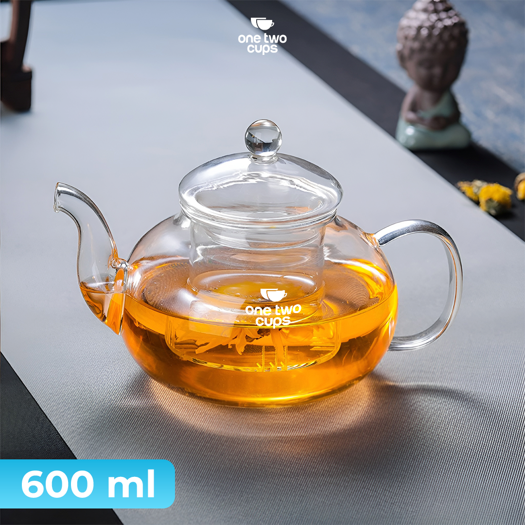 One Two Cups Teko Teh Kaca Saringan Tahan Panas Api Infuser Teapot 600ml - 8CV102 Gambar produk One Two Cups Teko Teh Kaca Saringan Tahan Panas Api Infuser Teapot 600ml - 8CV102
